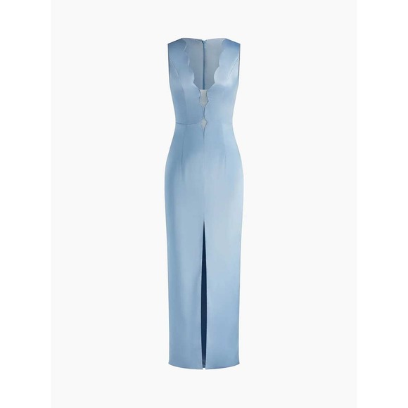 Commense Light Blue Sleeveless Formal Dress‎ Scalloped V Neck Slit Occasion XS - Picture 14 of 14